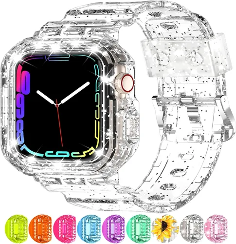 Miniatura 73 de XYF Compatible con correas cristalinas para Apple Watch de 1.929 in, 1.811 in, 1.772 in, 1.732 in, 1.654 in, 1.614 in, 1.575 in, 1.496 in, funda