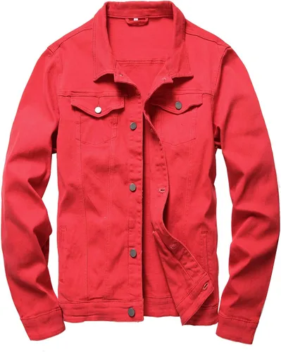 Miniatura 8 de LAMKUKU Chaqueta de mezclilla para hombre rasgada ajustada, abrigo de chaqueta vaquera para hombres