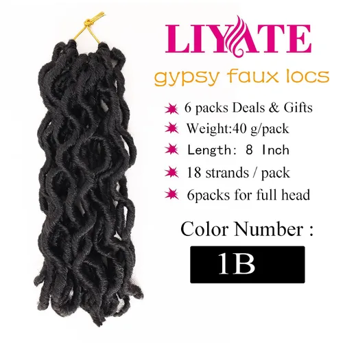 Miniatura 2 de 6 paquetes de cabello sintético suave de ganchillo de 3 tonos Ombre Goddess Locs ganchillo para mujeres negras, extensiones de cabello de rastas 1b