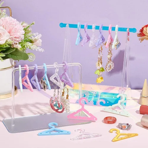 Miniatura 2 de PH PandaHall 42 piezas de colgador de ropa soporte para aretes collar mini percha joyería colgante organizador colgante aretes acrílico perno