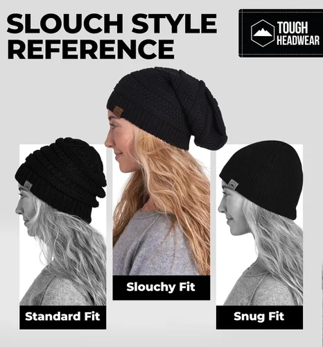 Miniatura 6 de Slouchy Cable tejido Gorro de lana por Tough Headwear – Gorro de lana de gran tamaño Sombreros Gorros Graves Sombreros Para Hombres y Mujeres