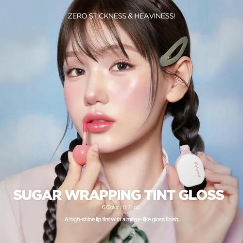 Miniatura 2 de lilybyred Sugar Wrapping Tint Gloss, 0.21 oz. Tinte labial vítreo coreano, acabado esmaltado suave, ligero y antiadherente, no se oscurece