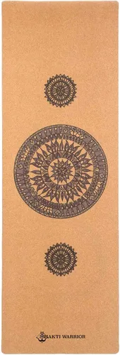 Miniatura 11 de Shakti Warrior Tapete de yoga de corcho, diseñado por artistas, tapete antideslizante ecológico de alta calidad, ideal para yoga regular y caliente
