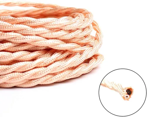Miniatura 2 de Cable trenzado cubierto de tela para lámpara de 25 pies, 18/2 industrial eléctrico estilo vintage, calibre 18 estilo antiguo para lámpara retro