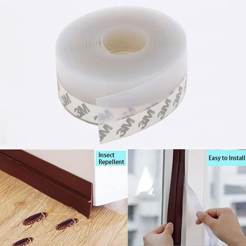 Miniatura 6 de 5M/16 pies de tira de sellado para ventana, sellado adhesivo para clima de 35mm de ancho, cinta de sellado de silicona para puertas inferiores