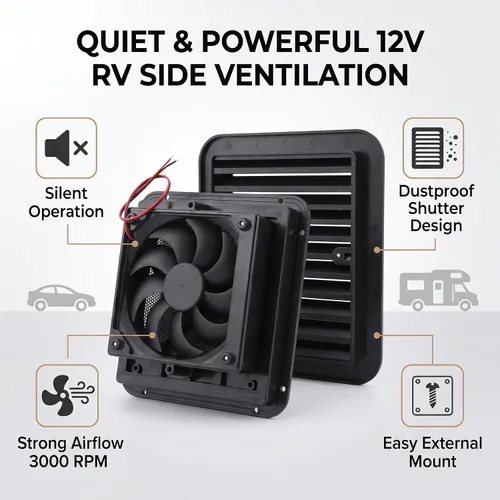 Miniatura 5 de Yosoo Health Gear - Ventilador de refrigeración de 12 V 4 W con rejillas de ventilación de persianas, aire fuerte de viento unidireccional