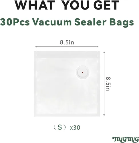 Miniatura 2 de Bolsas selladoras al vacío para alimentos, 30 unidades (8.5 x 8.5 pulgadas), bolsas de Sous Vide sin BPA reutilizables para calefacción