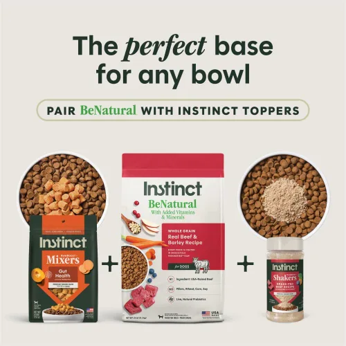 Miniatura 5 de Instinct Be Natural, alimento seco natural para perros, croquetas con recubrimiento crudo - carne de res real y cebada, bolsa de 25 lb