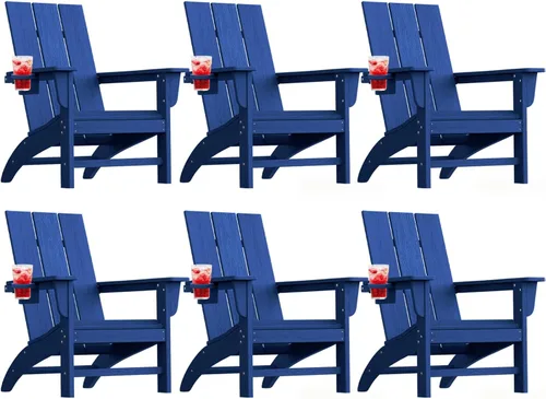 Miniatura 39 de Silla Adirondack moderna, sillas de patio de plástico HDPE para todo tipo de clima, silla para hoguera, sillas de césped al aire libre para terraza