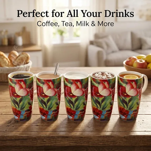 Miniatura 5 de DUSVALLY Taza de café de viaje de cerámica de 17 onzas con tapa, apta para microondas y lavavajillas, taza reutilizable para café con leche o té