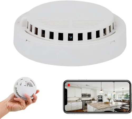 Cámara detector de humo hecha a mano, 150 ° gran angular 5000 mAh montado en techo 1080P visión nocturna / detección de movimiento/2.4G WiFi/APP