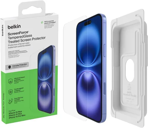 Miniatura 14 de Belkin ScreenForce InvisiGlass - Protector de pantalla de privacidad para iPhone 16 Plus, protección contra impactos resistente a los arañazos
