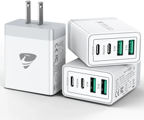 Miniatura 17 de Paquete de 2 Cargadores de Pared USB C, Bloque Cargador Rápido USB C de 40W y 4 Puertos con Puerto Dual QC+PD 3.0 Adaptador de Energía, Cargador