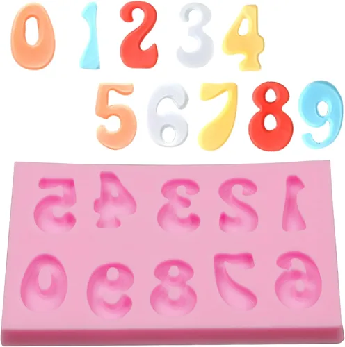 Miniatura 8 de 26 moldes de silicona para chocolate, 2 piezas, 0-9 números 3D para decoración de pasteles, dulces, cupcakes, pasteles, popsicle polimérico, arcilla