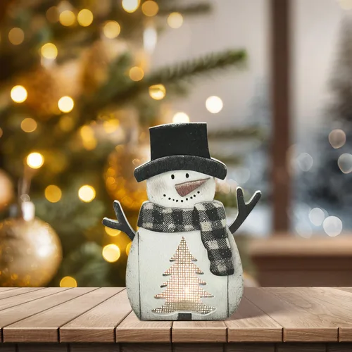 Miniatura 7 de Señal de mesa de madera de decoración navideña de Smile con farol a prueba de viento, centro de mesa de vela con farol mini para decoración de mesa