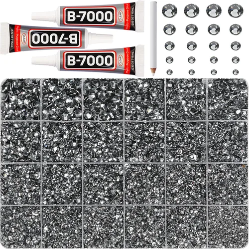 Miniatura 11 de Pegamento para Gemas b7000 con 7500 Piezas de Diamantes de Imitación Rojos para Manualidades, Ropa, Tela, Cristales de Parte Plana para Zapatos
