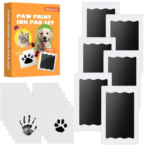 Miniatura 8 de Nabance Kit de huellas y manos para bebés, kit de huellas para perros y gatos, 3 almohadillas de impresión sin tinta, 6 tarjetas de impresión