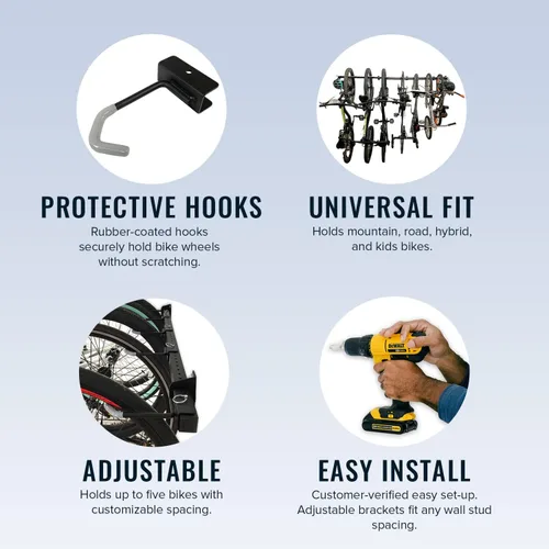 Miniatura 2 de StoreYourBoard Estante de Almacenamiento para Bicicletas – Estante para Bicicletas de Garaje de Servicio Pesado para 5 Bicicletas, Estante Vertical