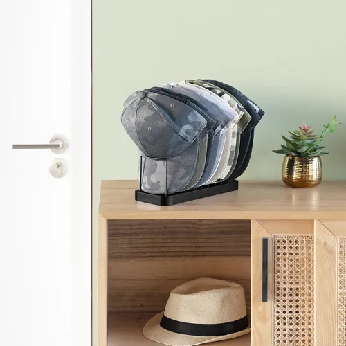Miniatura 2 de Mkono Organizador de sombreros para gorras de béisbol, soporte para sombreros para 10 gorras de béisbol, soporte para sombreros de mesa, organizador