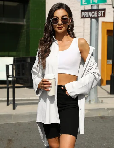 Miniatura 4 de Bianstore Camisas de lino de gran tamaño para mujer, blusas de manga larga con botones