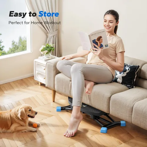 Miniatura 7 de Merach Escalera para hacer ejercicio en casa, mini escalonera con bandas de resistencia, tabla de equilibrio portátil con monitor LCD, entrenador