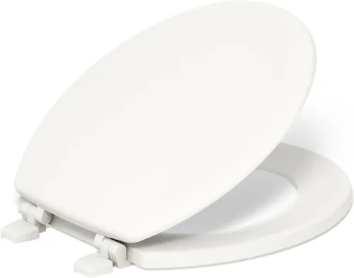 Miniatura 17 de Asiento para inodoro Kohler con tapa, de pino con molduras de madera y bisagras de plástico en color a tono, 4647-0 Blanco