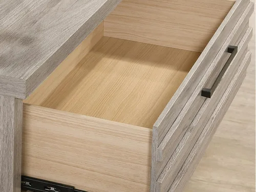 Miniatura 2 de Roundhill Furniture Alvear Mesita de noche contemporánea de madera con base de metal, gris desgastado
