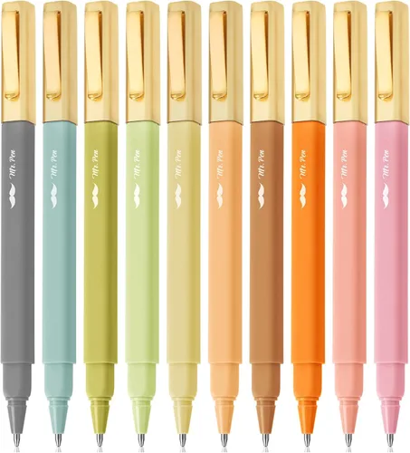 Mr. Pen - Bolígrafos estéticos, paquete de 10 unidades, tinta colorida, 0.028 in, tinta de secado rápido, sin mancha, no se traspasa a través,