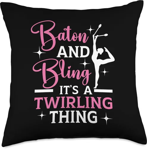 Miniatura 4 de I Don't Drop I Do Random Gravity Checks Baton Twirling Throw Pillow