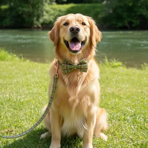 Miniatura 2 de PETDURO Collar de Perro a Cuadros Personalizado Verde Manzana - Nombre y Número de Teléfono Grabados en Hebilla de Metal Oro Rosa - Personalizado