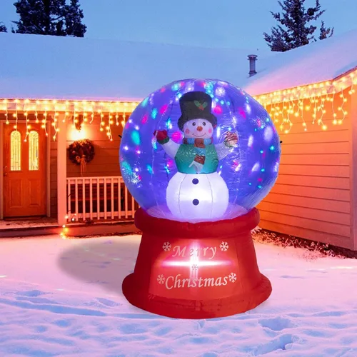 Miniatura 13 de Letrero de 7.5 pies "Santa Stop Here" Hombre de Jengibre Inflable de Navidad con Luces LED, Decoraciones Inflables para Patio Exterior, Césped