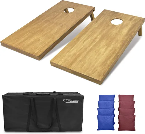 Miniatura 29 de GoSports 4 ft x 2 ft Regulation Size Wooden Cornhole Boards Set with Light Brown Finish - Includes Carrying Case and Bean Bags Negro- gris