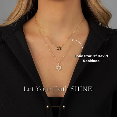 Miniatura 4 de ADINA EDEN Collar de estrella de David sólida para mujer Joyería de moda para mujer Collar de estrella de David para mujer Plata esterlina