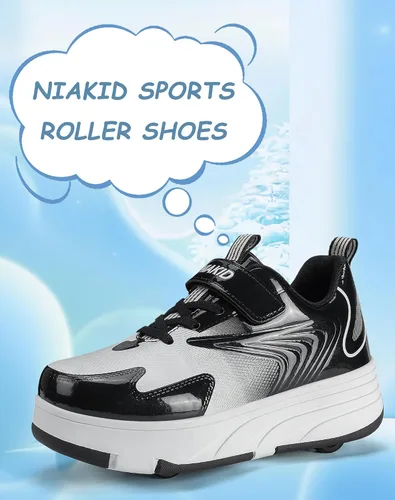 Miniatura 5 de Zapatos de Patines con Ruedas para Niños y Niñas Deporte al Aire Libre Moda Desmontables con 4 Ruedas Zapatillas con Ruedas Adecuados