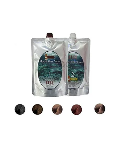 Crema con color para tratamiento con tinta de calamar orgánica, primera de 16.9 fl oz y segunda de 16.9 fl oz, para ocultar las canas, sin dolor en