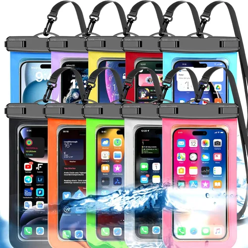 Miniatura 19 de Paquete de 5 bolsas impermeables universales para teléfono de hasta 8.3 pulgadas, bolsa seca impermeable para teléfono, nivel de protección: IP68