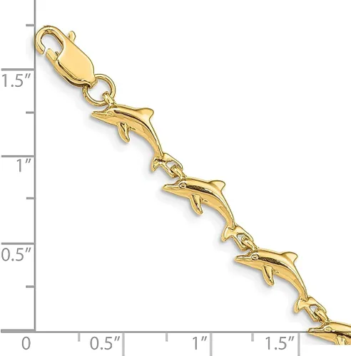 Miniatura 3 de Pulsera de delfín de oro amarillo de 14 quilates 7 pulgadas joyería fina para mujer regalos para ella