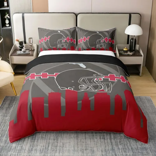 Miniatura 16 de Erosebridal Juego de funda de edredón de fútbol 100% algodón, para niños y niñas, funda de edredón, juegos de cama de rugby con 1 funda de almohada