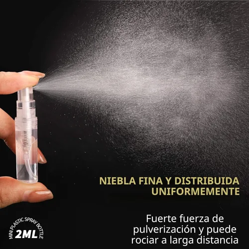 Miniatura 5 de Fandamei Mini botella de spray, 60 botellas de plástico transparente de 2ml (0.068 fl oz) vacías, mini botella de perfume recargable de niebla fina.