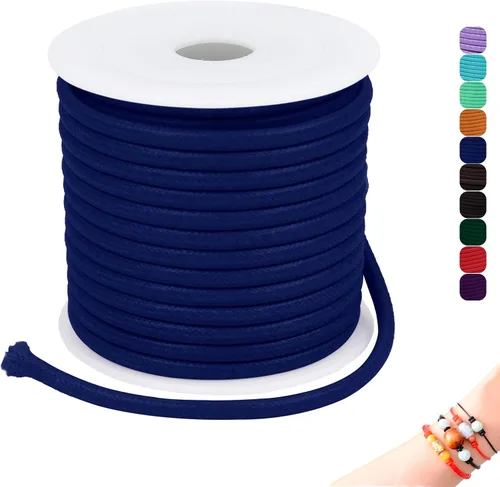 Miniatura 25 de CAMAL Cuerda de cera de 0.069 pulgadas para hacer pulseras, hilo encerado de 23 yardas para joyería y pulsera, cordón encerado para manualidades