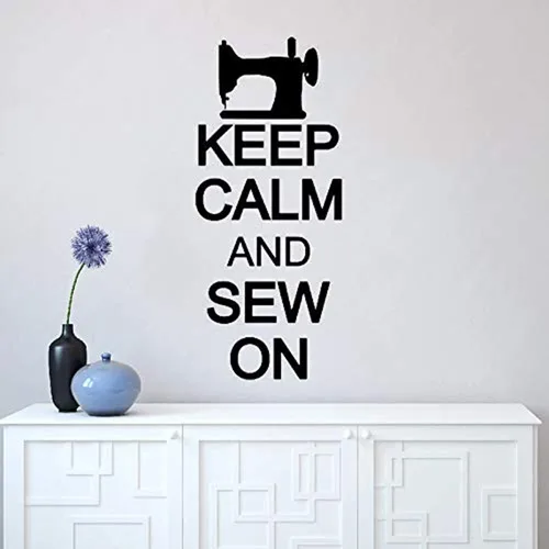 Keep Calm and Sew On Quote Diseño de costura acolchado extraíble ventana cartel decoración decoración pared calcomanías decoración vinilo adhesivo