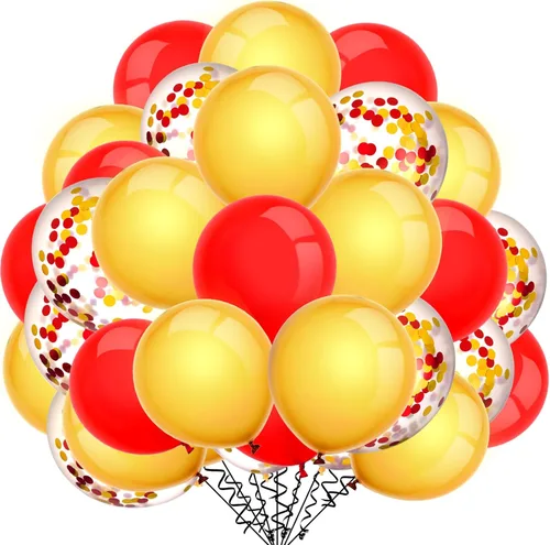 Miniatura 11 de TecUnite - 80 globos de látex de 12”, diseño de confeti, globos metálicos, para fiestas de Navidad, Halloween, San Valentín, 4 de Julio, boda