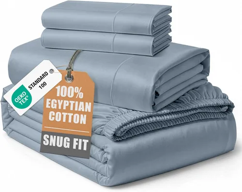 Miniatura 24 de Lane Linen Sábanas 100% de algodón egipcio, tamaño King, naturalmente transpirables y duraderas, cómodas para el invierno, ultra suaves, comodidad
