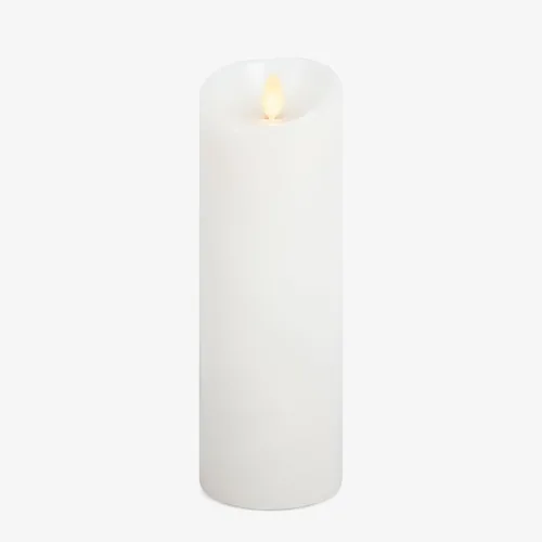 Miniatura 8 de Luminara Vela de pilar sin llama parpadeante blanca de 4.5" con borde festoneado - Luz LED blanca cálida - Funciona con 2 pilas decorativas
