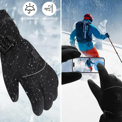 Miniatura 3 de Guantes calefactados con resorte con batería recargable eléctrica, guantes térmicos impermeables para pantalla táctil, guantes térmicos