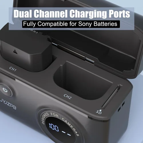 Miniatura 4 de JYJZPB Paquete de 2 baterías NP-FZ100 y cargador de batería rápido compatibles con cámaras Sony A7III, A7IV, A7R III, A7R IV, A9, A9II, Alpha 9S