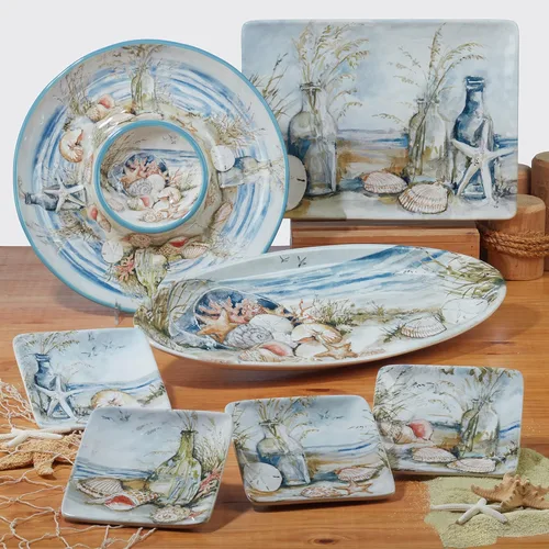 Miniatura 5 de Certified International Coastal Landscape - Bandeja rectangular de 14 x 10 pulgadas, multicolor, grande