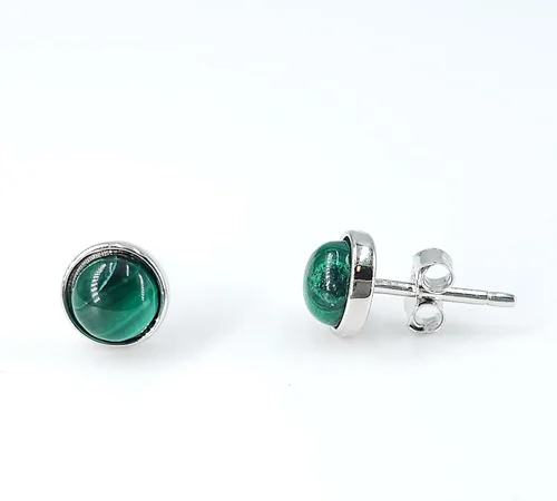 Miniatura 43 de Pendientes naturales de 0.236 in con chapado en oro blanco sobre plata de ley, bisel cabujón de piedras preciosas regalo de joyería para ella