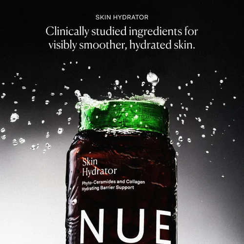 Miniatura 4 de The Nue Co. Suplemento HIDRATOR para la piel, contiene colágeno hidrolizado, aloe y ácido hialurónico, sin gluten, 30 cápsulas
