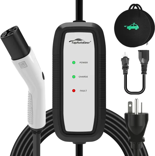 Cargador Tesla portátil de nivel 1/nivel 2 de 16 A | Conector NACS | Enchufe NEMA 6-20 y adaptador 5-15 | para Tesla Model 3/Y/S/X y todos los